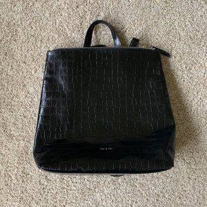 Croc Noir Designer Leather Backpack, Nat & Nin Paris